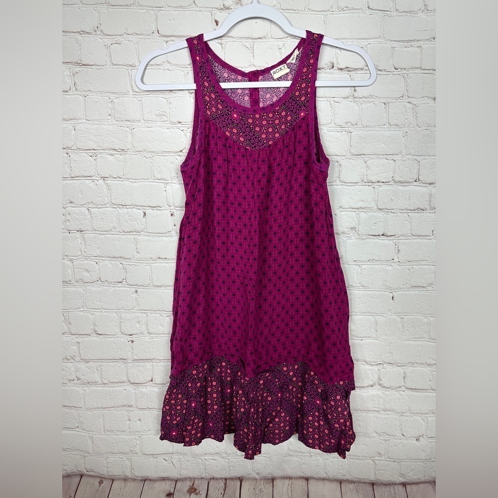 Roxy Girl purple Summer Beach Viscose Sleeveless Dress, sz 14, GUC